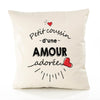 Housse de Coussin Premium Amour d'amour - Coton Canvas Fairtrade Beige Idée Cadeau Décoration Canapé 40x40