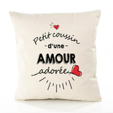 Housse de Coussin Premium Amour d'amour - Coton Canvas Fairtrade Beige Idée Cadeau Décoration Canapé 40x40