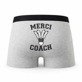 Caleçon Merci Badminton - Humour Boxer Gris Passion Sport Idée Cadeau