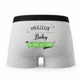 Caleçon Meilleur Baby de Tous Les Temps - Humour Boxer Gris Idée Cadeau