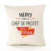 Housse de Coussin Premium Merci Chef de Projet Génial - Coton Canvas Fairtrade Beige Idée Cadeau Décoration Canapé