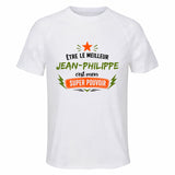 Maillot de Sport Homme Meilleur Jean-Philippe Super Pouvoir Cadeau Anniversaire Noël Fête des Pères T-Shirt Respirant Polyester
