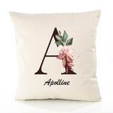Housse de Coussin Premium Apolline Lettre - Coton Canvas Fairtrade Beige Idée Cadeau Décoration Canapé