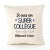 Housse de Coussin Premium Mohamed-Amine Un Super Collègue - Coton Canvas Fairtrade Beige Idée Cadeau Décoration Canapé