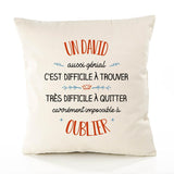 Housse de Coussin Premium Un David Aussi génial - Coton Canvas Fairtrade Beige Idée Cadeau Décoration Canapé