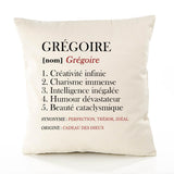Housse de Coussin Premium Grégoire Définition - Coton Canvas Fairtrade Beige Idée Cadeau Décoration Canapé 40x40