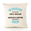 Housse de Coussin Premium Un Chocolatier Formidable - Coton Canvas Fairtrade Beige Idée Cadeau Décoration Canapé
