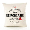 Housse de Coussin Premium Responsable d'amour - Coton Canvas Fairtrade Beige Idée Cadeau Décoration Canapé 40x40