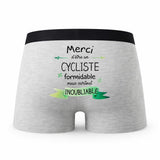 Caleçon Merci Cycliste Inoubliable - Humour Boxer Gris Idée Cadeau