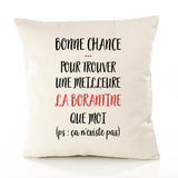 Housse de Coussin Premium La borantine ça n'existe Pas - Coton Canvas Fairtrade Beige Idée Cadeau Décoration Canapé 40x40