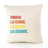 Housse de Coussin Premium Chiara la Déesse la Légende Vintage - Coton Canvas Fairtrade Beige Idée Cadeau Décoration Canapé