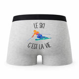 Caleçon Ski - Humour Boxer Gris Passion Idée Cadeau
