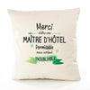 Housse de Coussin Premium Merci Maître d'hôtel Inoubliable Femme - Coton Canvas Fairtrade Beige Idée Cadeau Décoration Canapé