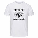 Maillot de Sport Homme Mots Croises J'peux Pas - T-Shirt Respirant Polyester Manches Courtes - Cadeau Sportif Anniversaire Noël Fête des Pères