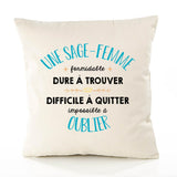 Housse de Coussin Premium Une Sage-Femme Formidable - Coton Canvas Fairtrade Beige Idée Cadeau Décoration Canapé