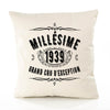 Housse de Coussin Premium 1939 Millésime Grand cru - Coton Canvas Fairtrade Beige Idée Cadeau Décoration Canapé