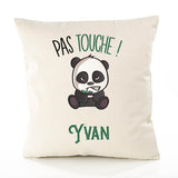 Housse de Coussin Premium Yvan Pas Touche Panda - Coton Canvas Fairtrade Beige Idée Cadeau Décoration Canapé 40x40