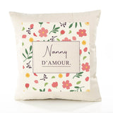 Housse de Coussin Femme Nanny d'amour Motif Floral déco Salon canapé Chambre Cadeau Femme Anniversaire noël Coussin décoratif Motif Floral