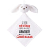 Doudou Bébé Lapin Je Veux Devenir Dentiste comme Maman Gaze de Coton Cadeau Baby Shower