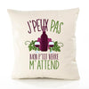 Housse de Coussin Premium vin Alcool Petit Verre Version Blanc - Coton Canvas Fairtrade Beige Idée Cadeau Décoration Canapé