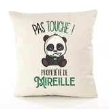 Housse de Coussin Premium Mireille Pas Touche Panda - Coton Canvas Fairtrade Beige Idée Cadeau Décoration Canapé 40x40