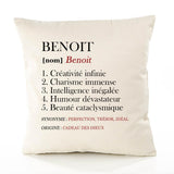 Housse de Coussin Premium Benoit Définition - Coton Canvas Fairtrade Beige Idée Cadeau Décoration Canapé