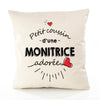 Housse de Coussin Premium Monitrice d'amour - Coton Canvas Fairtrade Beige Idée Cadeau Décoration Canapé 40x40