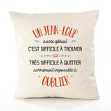 Housse de Coussin Premium Un Jean-Loup Aussi génial - Coton Canvas Fairtrade Beige Idée Cadeau Décoration Canapé