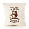 Housse de Coussin Premium L'Opticienne Chouette Grain - Coton Canvas Fairtrade Beige Idée Cadeau Décoration Canapé 40x40