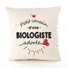 Housse de Coussin Premium Biologiste d'amour - Coton Canvas Fairtrade Beige Idée Cadeau Décoration Canapé 40x40