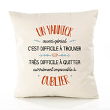 Housse de Coussin Premium Un Yannick Aussi génial - Coton Canvas Fairtrade Beige Idée Cadeau Décoration Canapé