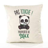 Housse de Coussin Premium Max Pas Touche Panda - Coton Canvas Fairtrade Beige Idée Cadeau Décoration Canapé 40x40