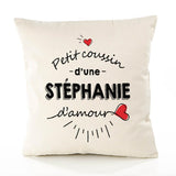 Housse de Coussin Premium Stephanie d'amour - Coton Canvas Fairtrade Beige Idée Cadeau Décoration Canapé 40x40