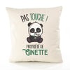 Housse de Coussin Premium Ginette Pas Touche Panda - Coton Canvas Fairtrade Beige Idée Cadeau Décoration Canapé 40x40
