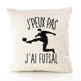 Housse de Coussin Premium Futsal Version Blanc - Coton Canvas Fairtrade Beige Idée Cadeau Décoration Canapé