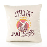 Housse de Coussin Premium Pilates Version Blanc - Coton Canvas Fairtrade Beige Idée Cadeau Décoration Canapé