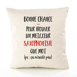 Housse de Coussin Premium Saxophoniste ça n'existe Pas Homme - Coton Canvas Fairtrade Beige Idée Cadeau Décoration Canapé