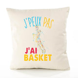 Housse de Coussin Premium Basket Version Blanc - Coton Canvas Fairtrade Beige Idée Cadeau Décoration Canapé