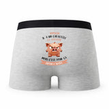 Caleçon Romain Caractère de Cochon - Humour Boxer Gris Idée Cadeau