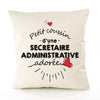 Housse de Coussin Premium Secretaire Administrative d'amour - Coton Canvas Fairtrade Beige Idée Cadeau Décoration Canapé 40x40