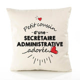 Housse de Coussin Premium Secretaire Administrative d'amour - Coton Canvas Fairtrade Beige Idée Cadeau Décoration Canapé 40x40