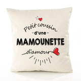 Housse de Coussin Premium Mamounette - Coton Canvas Fairtrade Beige Idée Cadeau Décoration Canapé 40x40