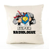Housse de Coussin Premium Super RADIOLOGUE - Coton Canvas Fairtrade Beige Idée Cadeau Décoration Canapé