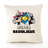 Housse de Coussin Premium Super RADIOLOGUE - Coton Canvas Fairtrade Beige Idée Cadeau Décoration Canapé