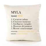 Housse de Coussin Premium Myla Définition - Coton Canvas Fairtrade Beige Idée Cadeau Décoration Canapé