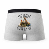 Caleçon Livres - Humour Boxer Gris Passion Idée Cadeau