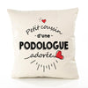 Housse de Coussin Premium Podologue d'amour - Coton Canvas Fairtrade Beige Idée Cadeau Décoration Canapé 40x40