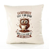 Housse de Coussin Premium La Guitariste Chouette Grain - Coton Canvas Fairtrade Beige Idée Cadeau Décoration Canapé 40x40