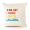 Housse de Coussin Premium Jean-Yves Mythe Légende Vintage - Coton Canvas Fairtrade Beige Idée Cadeau Décoration Canapé 40x40