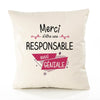 Housse de Coussin Premium Merci Responsable Géniale - Coton Canvas Fairtrade Beige Idée Cadeau Décoration Canapé